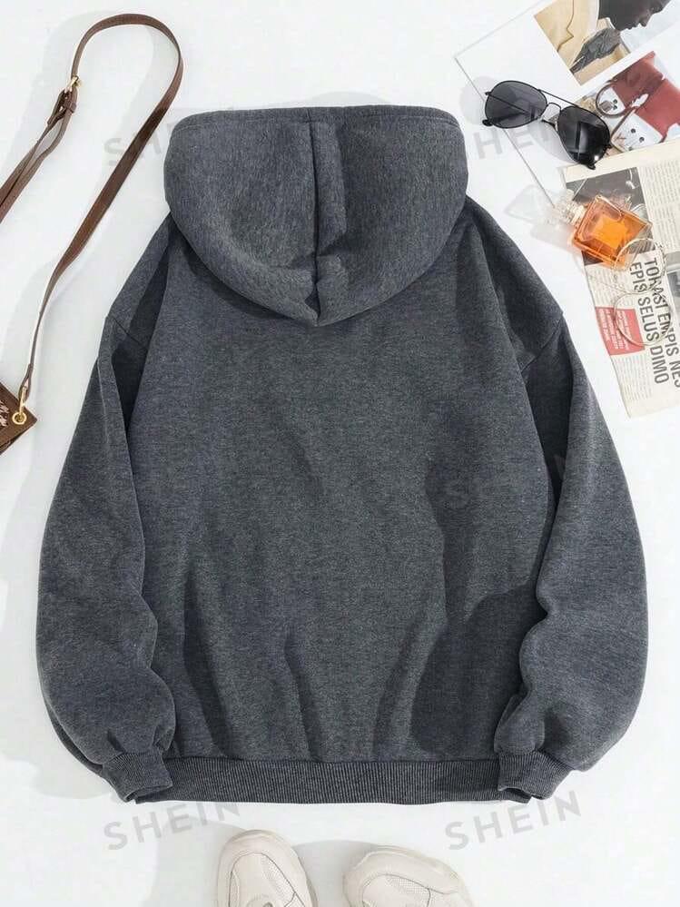 Comfortable Grey Fleece Hooded Hoodie - Perfect Casual Wear